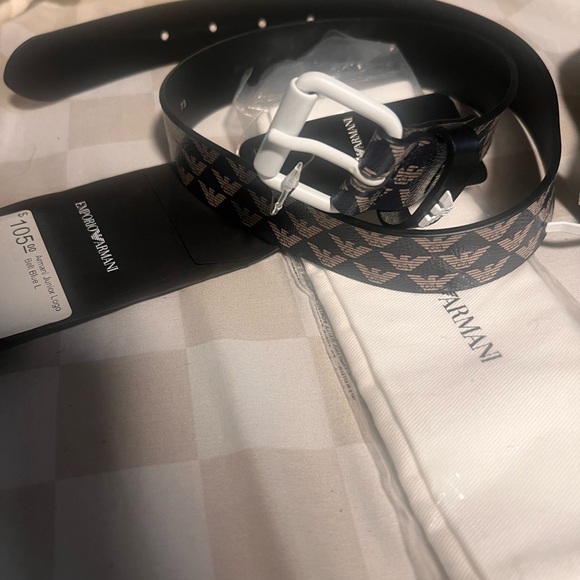 Armani leather belt blue